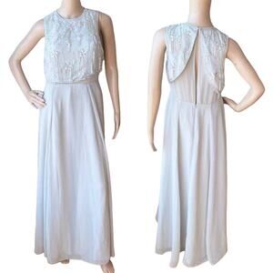 New ASOS Gray Layered Embellished Sleeveless Layered Keyhole A-Line Prom Dress 8